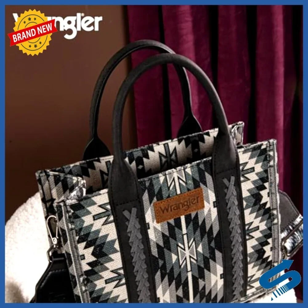 Boho Aztec Tote Bag with Guitar Strap Adjustable Detachable Western Purse